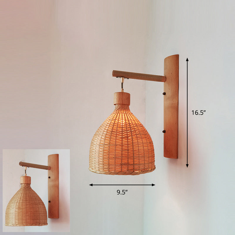 Bamboo Single-Bulb Wall Mounted Lamp: Handcrafted Corridor Light Fixture in Contemporary Wood Design
