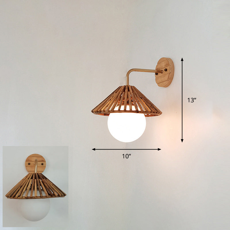 Bamboo Single-Bulb Wall Mounted Lamp: Handcrafted Corridor Light Fixture in Contemporary Wood Design