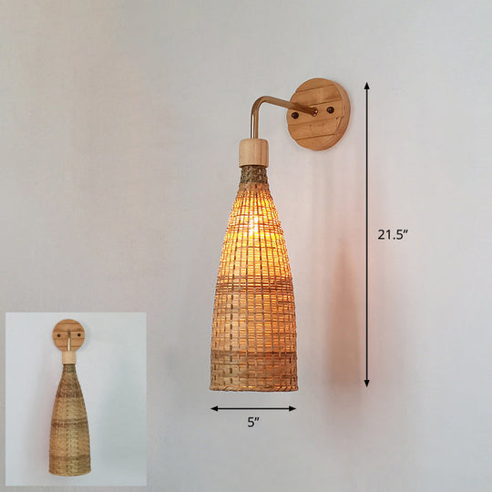 Bamboo Single-Bulb Wall Mounted Lamp: Handcrafted Corridor Light Fixture in Contemporary Wood Design