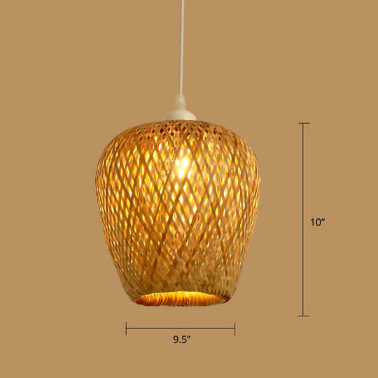 Minimalist Handwoven Rattan Pendant Ceiling Light - Wood Suspension Lighting