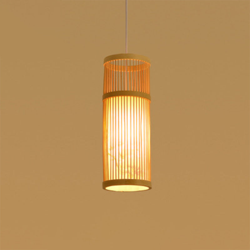 Minimalist Handwoven Rattan Pendant Ceiling Light - Wood Suspension Lighting