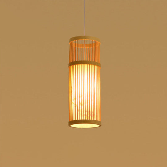 Minimalist Handwoven Rattan Pendant Ceiling Light - Wood Suspension Lighting