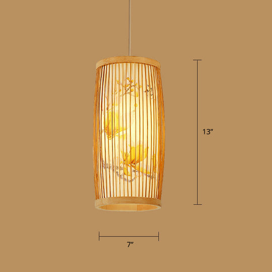 Minimalist Handwoven Rattan Pendant Ceiling Light - Wood Suspension Lighting
