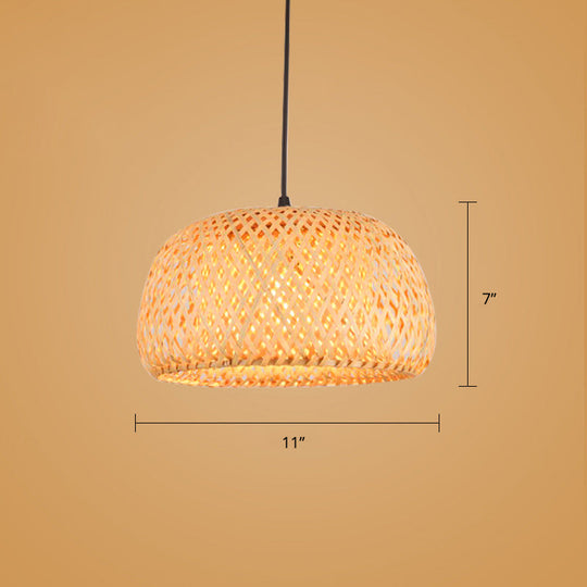 Minimalist Handwoven Rattan Pendant Ceiling Light - Wood Suspension Lighting