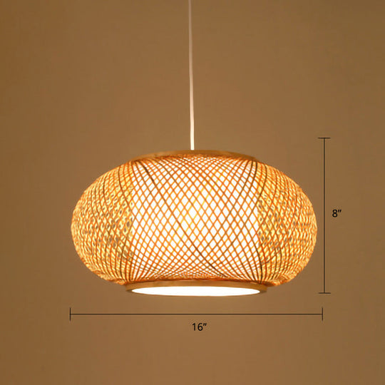 Minimalist Handwoven Rattan Pendant Ceiling Light - Wood Suspension Lighting