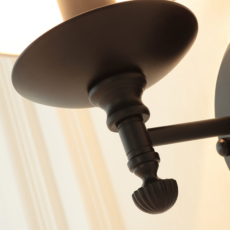 Simplicity Candelabra Metal Wall Light with Fabric Shade - White Bucket Design