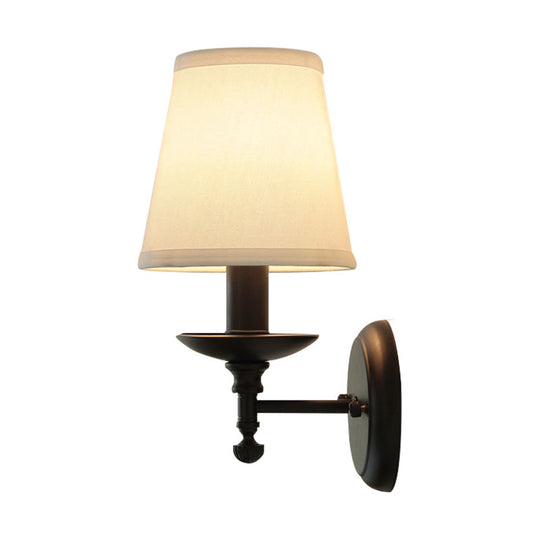 Simplicity Candelabra Metal Wall Light with Fabric Shade - White Bucket Design