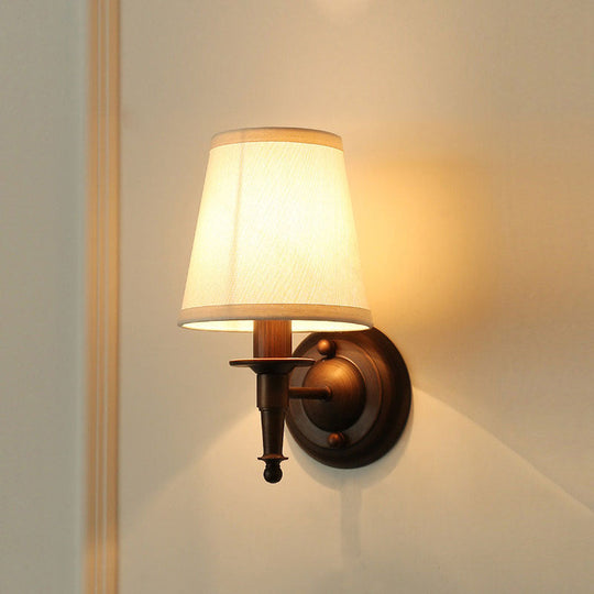Classic Wall Bucket Light: Fabric Fixture, Dark Coffee - Living Room