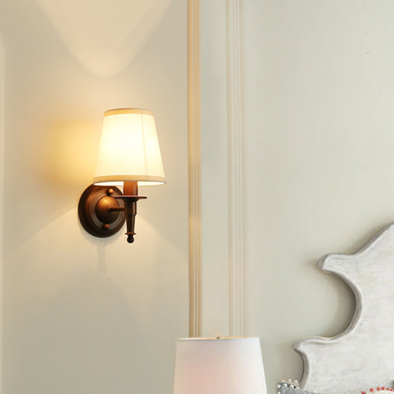 Classic Wall Bucket Light: Fabric Fixture, Dark Coffee - Living Room