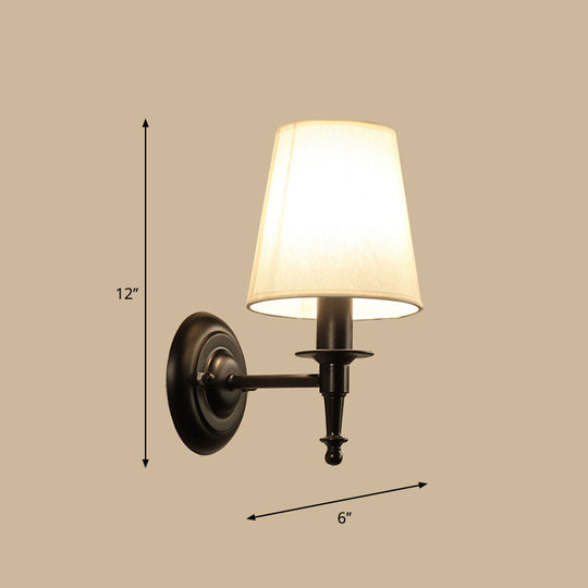 Minimalist Single Wall Mount Light with Tapered Drum Fabric Shade - Ideal for Corridors