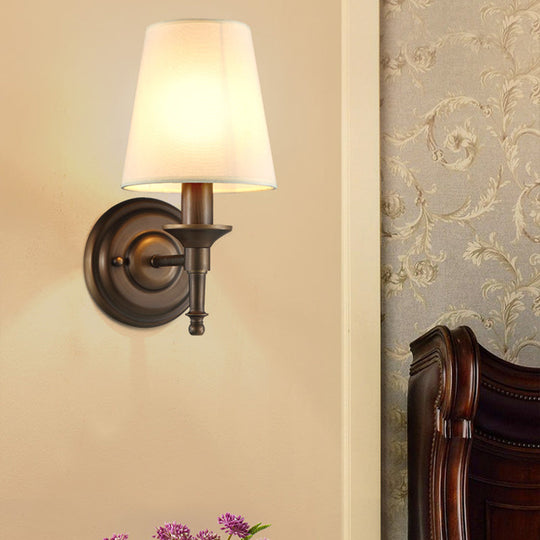 Minimalist Single Wall Mount Light with Tapered Drum Fabric Shade - Ideal for Corridors