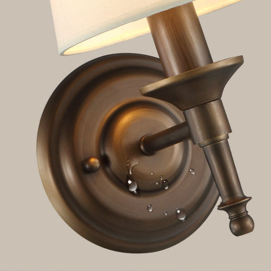 Minimalist Single Wall Mount Light with Tapered Drum Fabric Shade - Ideal for Corridors