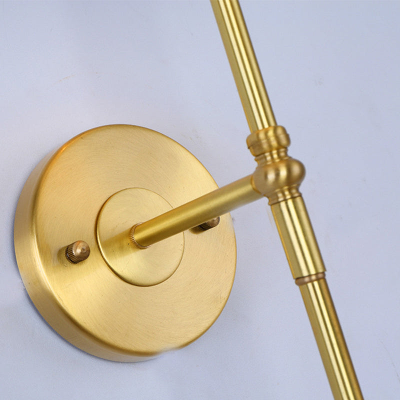 Brass Wall-Mounted Corridor Light with Bucket Shade Fabric