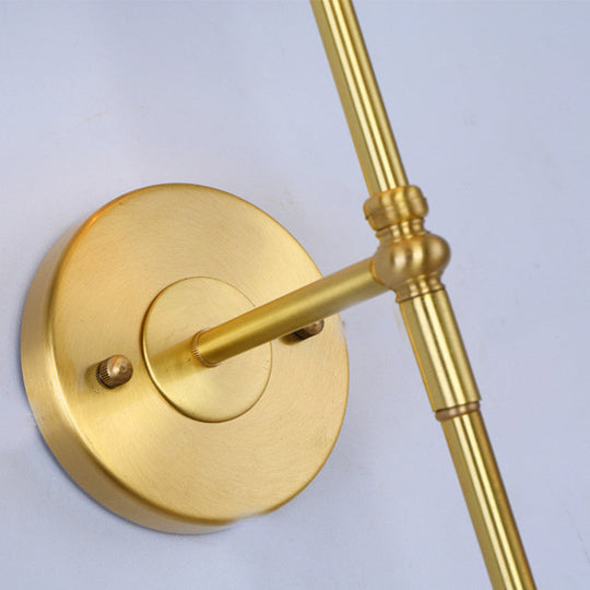 Brass Wall-Mounted Corridor Light with Bucket Shade Fabric