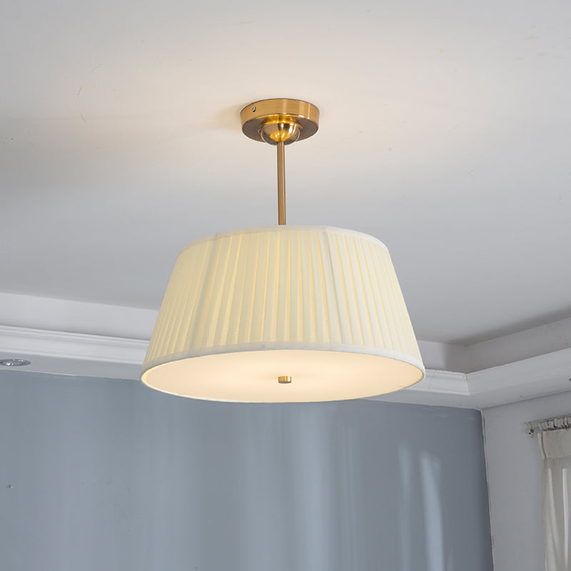 Traditional Tapered Pleated White Flush Ceiling Light Fixture for Bedroom