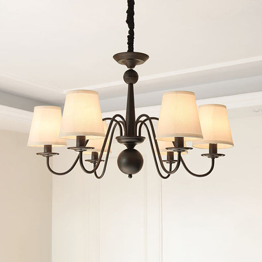 Classic Style Black Fabric Pendant Light for Living Room with Tapered Shade - Chandelier Lighting
