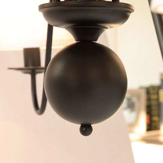 Classic Style Black Fabric Pendant Light for Living Room with Tapered Shade - Chandelier Lighting