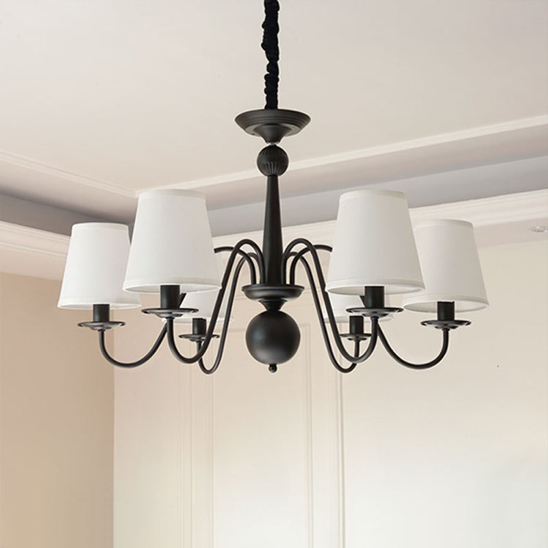 Classic Style Black Fabric Pendant Light for Living Room with Tapered Shade - Chandelier Lighting