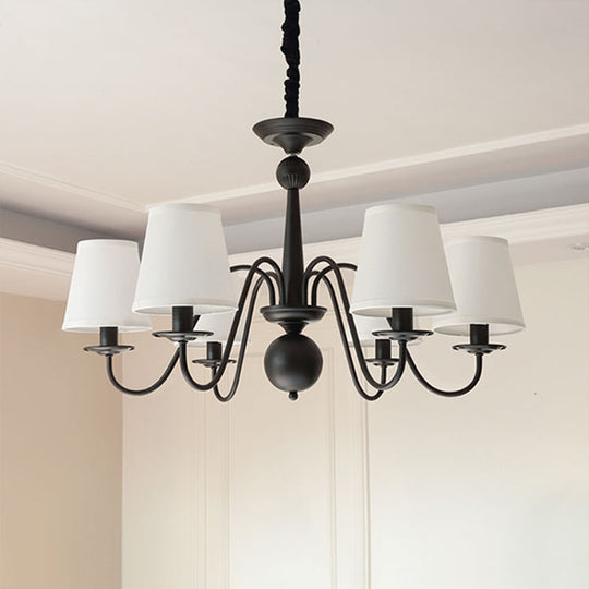 Classic Style Black Fabric Pendant Light for Living Room with Tapered Shade - Chandelier Lighting