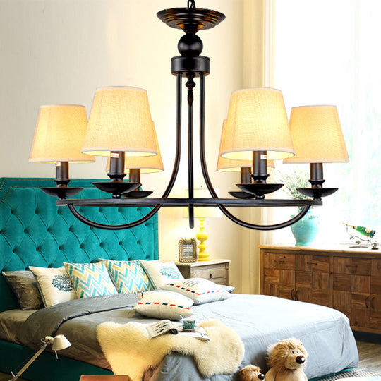 Traditional Living Room Ceiling Chandelier with Bucket Shade Fabric - Elegant Lighting Fixture