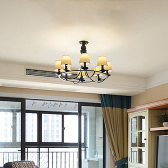 Traditional Living Room Ceiling Chandelier with Bucket Shade Fabric - Elegant Lighting Fixture