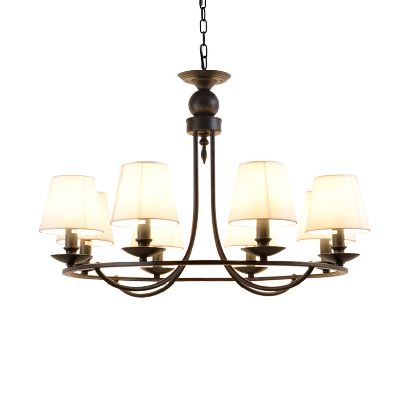 Traditional Living Room Ceiling Chandelier with Bucket Shade Fabric - Elegant Lighting Fixture