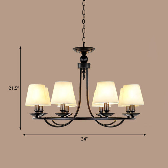 Traditional Living Room Ceiling Chandelier with Bucket Shade Fabric - Elegant Lighting Fixture