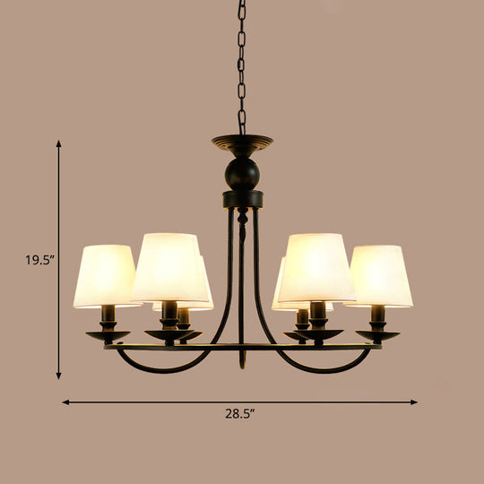 Traditional Living Room Ceiling Chandelier with Bucket Shade Fabric - Elegant Lighting Fixture