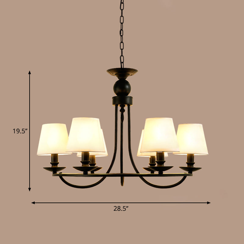 Traditional Living Room Ceiling Chandelier with Bucket Shade Fabric - Elegant Lighting Fixture