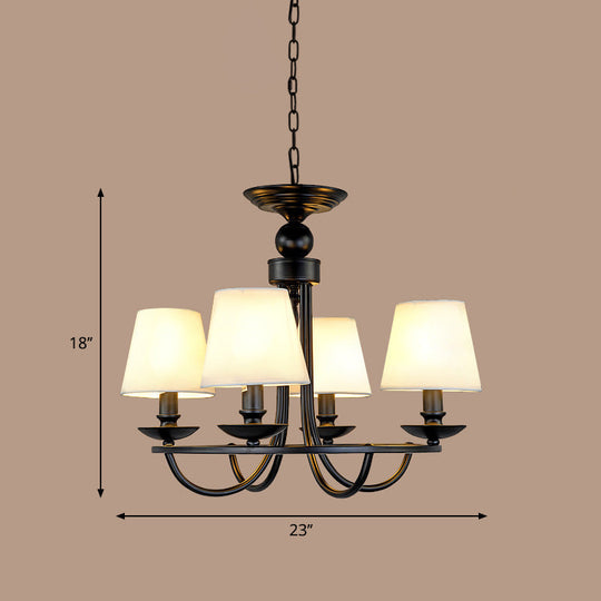 Traditional Living Room Ceiling Chandelier with Bucket Shade Fabric - Elegant Lighting Fixture