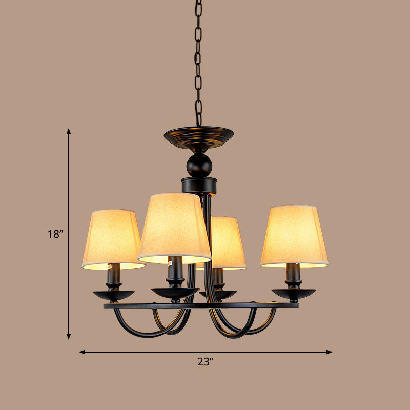 Traditional Living Room Ceiling Chandelier with Bucket Shade Fabric - Elegant Lighting Fixture