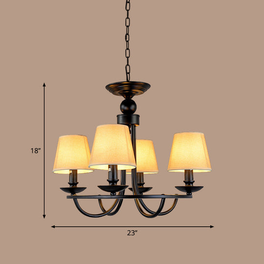 Traditional Living Room Ceiling Chandelier with Bucket Shade Fabric - Elegant Lighting Fixture