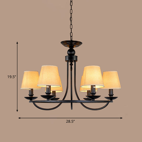 Traditional Living Room Ceiling Chandelier with Bucket Shade Fabric - Elegant Lighting Fixture