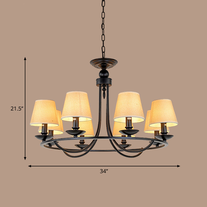 Traditional Living Room Ceiling Chandelier with Bucket Shade Fabric - Elegant Lighting Fixture