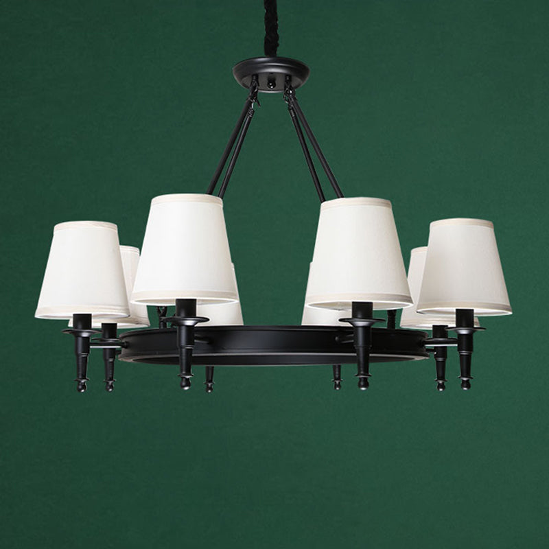 Simplicity Living Room Chandelier: Stylish Fabric Suspension Light with Bucket Shade
