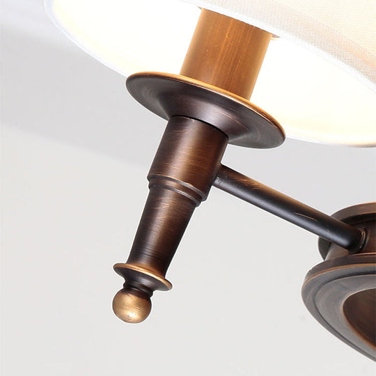 Simplicity Living Room Chandelier: Stylish Fabric Suspension Light with Bucket Shade