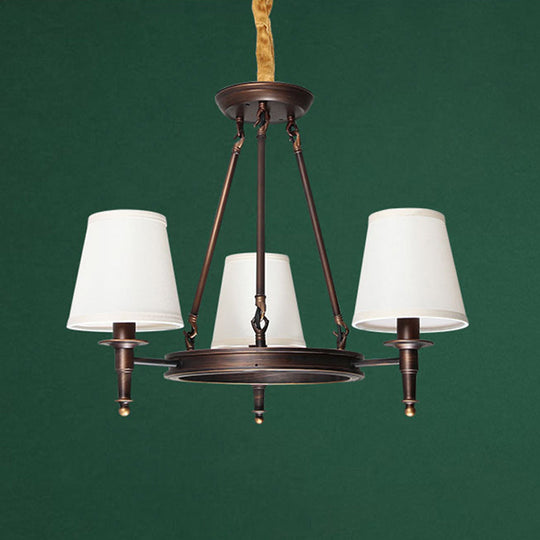 Simplicity Living Room Chandelier: Stylish Fabric Suspension Light with Bucket Shade