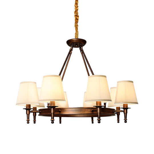 Simplicity Living Room Chandelier: Stylish Fabric Suspension Light with Bucket Shade