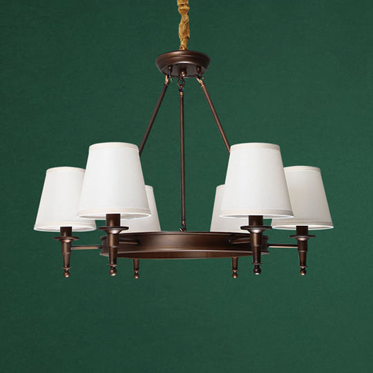 Simplicity Living Room Chandelier: Stylish Fabric Suspension Light with Bucket Shade