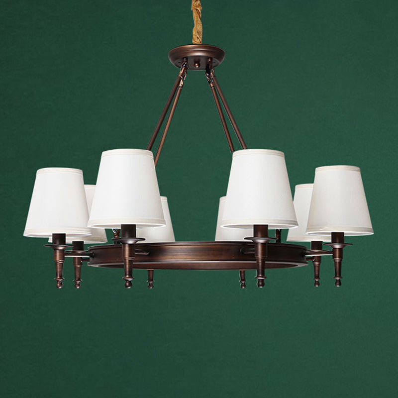 Simplicity Living Room Chandelier: Stylish Fabric Suspension Light with Bucket Shade