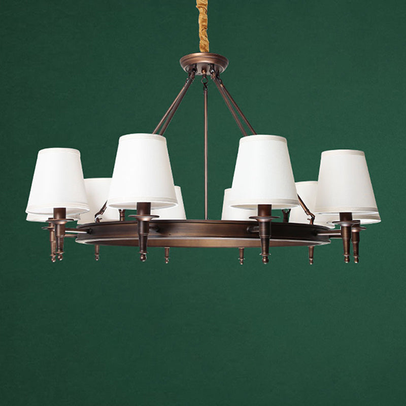 Simplicity Living Room Chandelier: Stylish Fabric Suspension Light with Bucket Shade