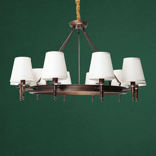 Simplicity Living Room Chandelier: Stylish Fabric Suspension Light with Bucket Shade