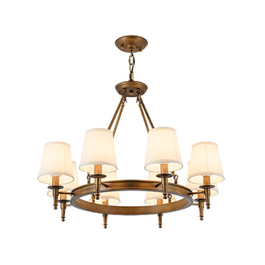 Metallic Candlestick Chandelier Pendant Light with Bucket Fabric Shade - Classic Lighting for Living Room