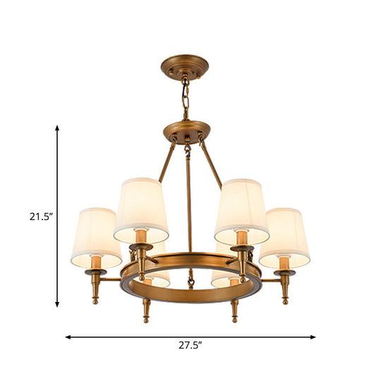 Metallic Candlestick Chandelier Pendant Light with Bucket Fabric Shade - Classic Lighting for Living Room