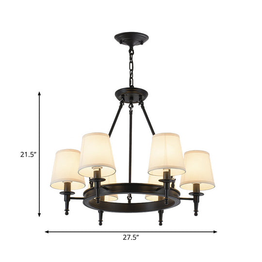 Metallic Candlestick Chandelier Pendant Light with Bucket Fabric Shade - Classic Lighting for Living Room