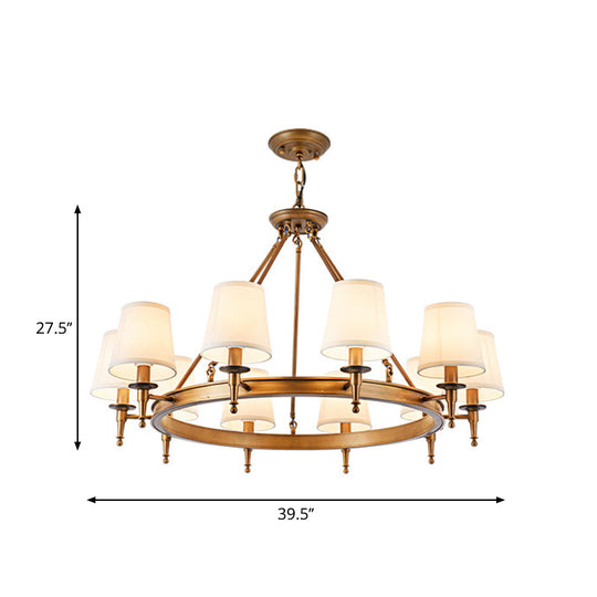 Metallic Candlestick Chandelier Pendant Light with Bucket Fabric Shade - Classic Lighting for Living Room