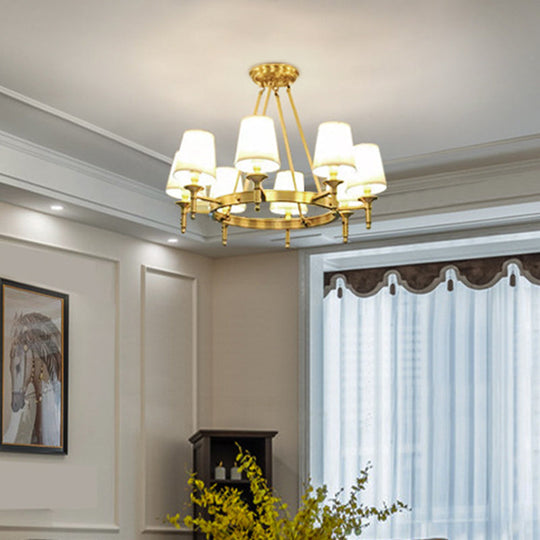 Metallic Candlestick Chandelier Pendant Light with Bucket Fabric Shade - Classic Lighting for Living Room