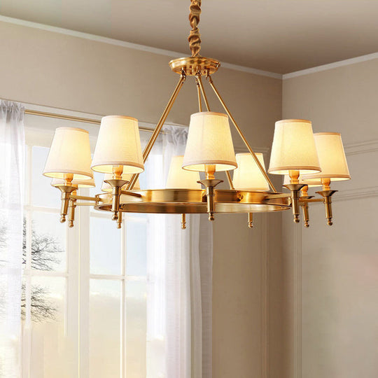 Metallic Candlestick Chandelier Pendant Light with Bucket Fabric Shade - Classic Lighting for Living Room