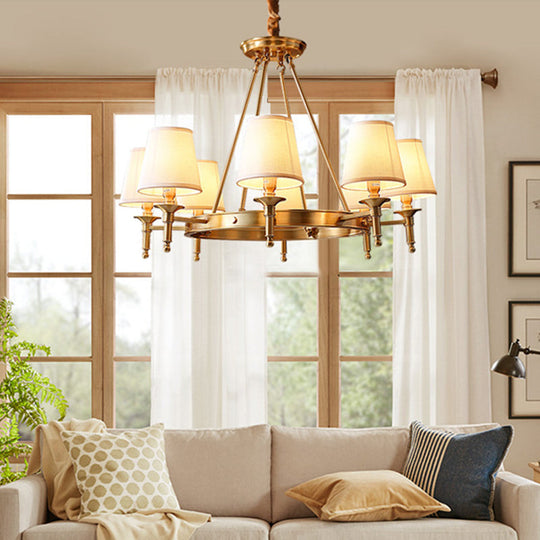 Metallic Candlestick Chandelier Pendant Light with Bucket Fabric Shade - Classic Lighting for Living Room