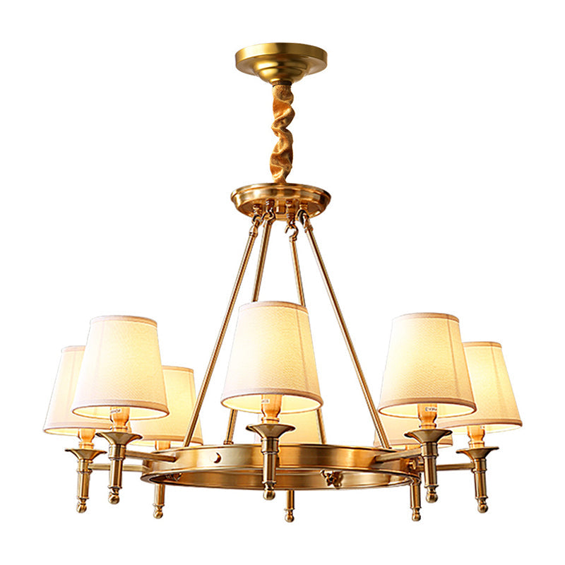 Metallic Candlestick Chandelier Pendant Light with Bucket Fabric Shade - Classic Lighting for Living Room